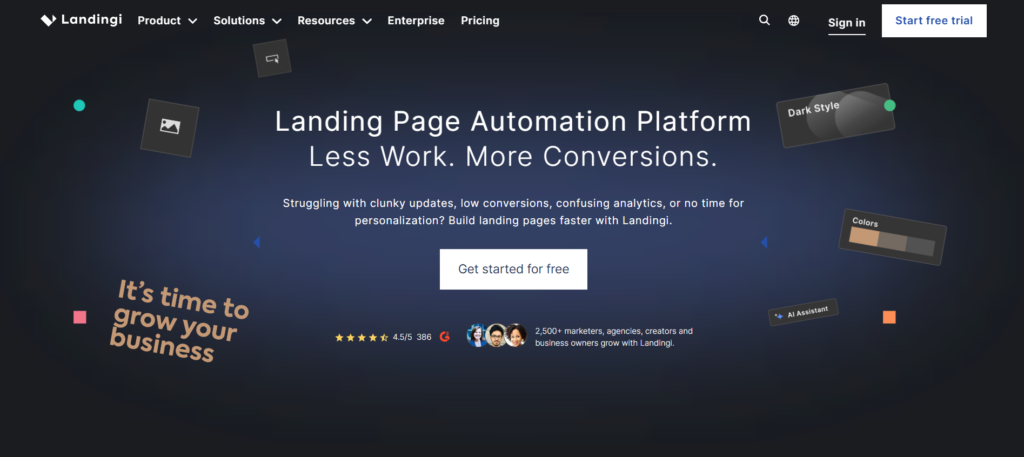 Landingi AI landing page copywriting