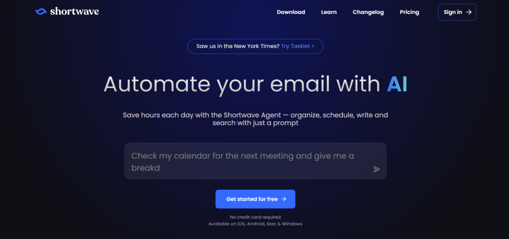 Shortwave AI email generator