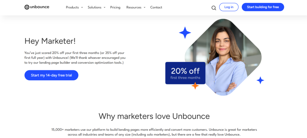 Unbounce AI landing page copywriting